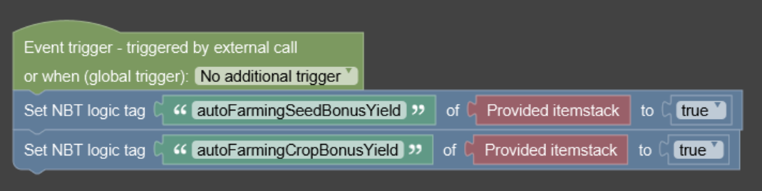 Item auto farming crop bonus yield tag